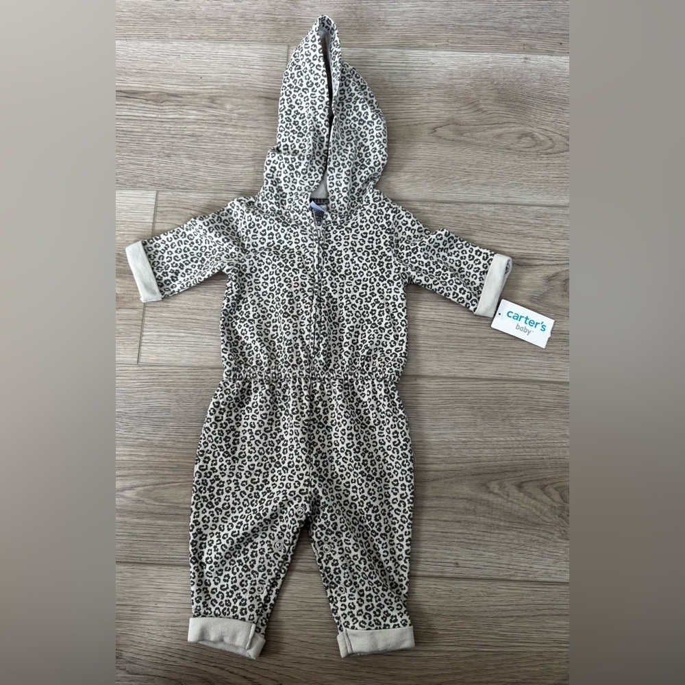 Carter's Cream and Black Footies with Hood